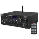 Pyle Bluetooth Stereo Amplifier Receiver – 300W Dual Channel Audio System with MP3, USB, SD, AUX, RCA, MIC, FM Radio, LED Display, Reverb & Delay – Ideal for Home Theater or Studio Speakers