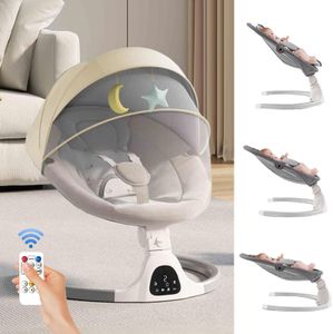 Adjustable Electric Baby Swing – Bluetooth, Remote, 5 Speeds, 5-Point Harness, Beige