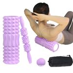 Foam Roller 4in1 Set OUPLIFY - Back Roller Foam For Back Pain, Muscle Roller Stick, Storage Bag, Spiky Massage Roller for Deep Tissue Massage Exercise roller-PUR