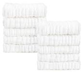 AIDEA Baby Muslin Washcloths-10 Pack, 100% Cotton Washcloth, Newborn Essentials, Soft Baby Washcloths, Absorbent Baby Towel, Bath Face Towels, Burp Cloths, Rags for Newborn, Baby Gifts-White 10" X10"