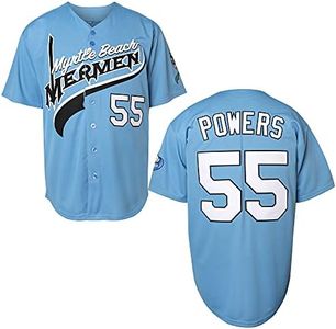Villa Kenny Powers Baseball Jersey #55 Myrtle Beach Mermen Stitched Men Movie Baseball Jersey Blue Green (55 Powers Blue, XXX-Large), Blue,green, 3X-Large