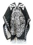 Del Mex Authentic Mexican Poncho Cobija Gaban Blanket -Black & White (Aztec Calendar)