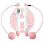 Skipping Rope Adult Women Kids with Counter, Adjustable Ropeless Jump Rope Time Calorie Digital Counting, Speed Rope Skipping Rope for Fitness Exercise Workout Crossfit Boxing Pink