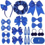 Radsocken 48Pcs Girls School Hair Accessories Kit Royal Blue Bow Hair Clips Headband Ponytail Holder Elastics Bands Ribbon Hair Barrettes Hair accessories for girls Birthday Gift(Rblue)