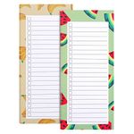 2 Pack Magnetic Shopping List Pad for Fridge, 100 Tear Off Sheets Magnet Notepad Grocery List, Fruit Design Magnetic Grocery List Pad for Fridge, Magnet Back Shopping Lists (Watermelon + Banana)