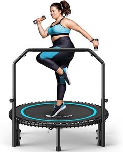 BCAN Rebounder Trampoline for Adult, 40" Fitness Trampoline with Bungees, U Shape Adjustable Foam Handle, Stable & Quiet, Indoor Outdoor Workout-Blue-2025