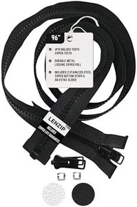 EZ-Xtend Lenzip #10 Heavy Duty Separating Zipper - Black, 96" with Metal Locking Slider and UV Stabilized DuPont Delrin