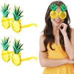 Sinmoe 2 Pcs Sunglasses Luau Party Hawaiian Funny Eyeglasses Summer Beach Themed Props Novelty Tropical Kids' Party Eyewear Frame Birthday Party Decorations for Carnival (Pineapple)