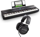 Alesis Recital Pro + M-Audio HDH40 - 88 Key Digital Piano Keyboard with Hammer Action Weighted Keys and Over Ear Headphones for Silent Practice