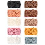 DRESHOW 10 Pack Baby Headbands for Girls Newborn Baby Nylon Headbands with Bows Hair Accessories