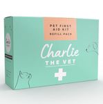 Charlie The Vet Paw Bandaging Kit/Pet First Aid Kit Refill Pack. Vet Approved Wound Management Items - Vet Wrap, Bandages, Dressings, Iodine Wipes, Saline Pods and More