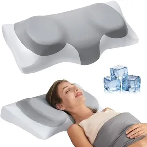 ABLEGRID Contour Memory Foam Cervical Pillow,FSA HSA Eligible Cooling Gel Pillow for Neck and Shoulder Pain Relief,Ergonomic Orthopedic Adjustable Bed and Support Pillow for Side,Back,Stomach Sleeper