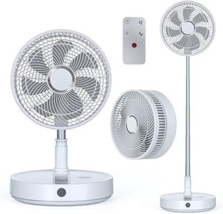 Marchpower 12" Standing Oscillating Fan for Bedroom, Adjustable Height 8 Speed Foldable Pedestal Fans with Remote, 10800mAh Rechargeble Portable Quiet Fan with Digital Display for Travel Home Office
