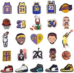 TuoYi 25 Pieces Basketball Shoes Charms Sports Team Clog Shoe Pins Accessories Decoration for Kids,Adult,Men,Teens