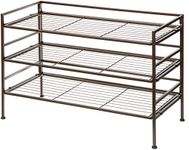 Amazon Basics 3-Tier Shoe Rack Organiser, Holds 9-Pair, Brown, 68 D x 32 W x 47.5 H cm