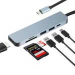 USB C Hub,Multiport Adapter USB C 6 in 1 Dock with USB3.0 ，USB2.0， 100W PD and SD/TF Card Reader for Laptop Mac Pro Huawei and Other Type C Devices