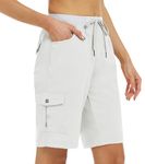 MoFiz Women Hiking Cargo Short Quick Dry Outdoor Athletic Travel Casual 10" Summer Bermuda Short White,XL