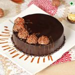 FlowerAura Fresh Tasty Choco Ferrero Rocher Eggless Cake For Birthday Cake, Anniversary Cake, Valentine's Day Cake, Mother's Day Cake, Christmas Cake, Women's Day Cake (Same Day Delivery) (1Kg)
