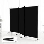 Kokorona 3 Panel Room Divider, 6FT Tall Folding Privacy Screen Wall Dividers, Portable Privacy Screen Freestanding Room Divider for Room Separation, Included - Cover Strips, 102''W x 71''H, Black