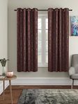 Amazon Brand - Solimo Polyester Solid Blackout Emboss Window Curtains (Pack of 2, 5 Feet, Brown - Dark), Opaque