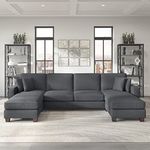 Torque Wood - Moscow 6 Seater (Dark Grey) U Shape Double Chaise Lounge Sofa For Living Room,Bedroom,Office,Home Furniture,3 Year Warranty.