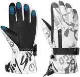 MoKo Kids Winter Ski Gloves, Waterproof Snow Gloves with Adjustable Cuffs & Zipper Pocket, Windproof Kids Snow Gloves for Children Aged 6-11, Snowboarding, Sledding, Cycling, Skiing, Black Gray, S