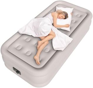HikerSKY - Air Mattress with Built-in Electric Pump, 18 Inch Inflatable Mattress, Portable Storage Cover for Home, Guests (Yellowish Coffee, 18 Inch Twin)
