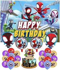 Globos Spidey Aluminio Globos Fiesta de Cumpleaños Decoraciones Spidey y Sus Increíbles Amigos Globos de Feliz Cumpleaños Pancarta Adorno de Tarta Festival Suministros
