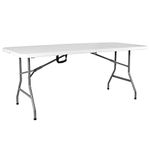 Home Vida Folding Table 6ft Heavy Duty Extra Strength Camping Buffet Wedding Market Garden Party Car Boot Stall Picnic Trestle Indoor Outdoor Foldaway Carry Handle