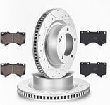 CHEINAUTO Front Brake Pads and Rotors Kit, Drilled & Slotted Rotors and Ceramic Pads, Automotive Replacement Brake Kits for 2016-2021 LX570,2016-2021 LAND CRUISER,2008-2022 SEQUOIA, 2007-2021 TUNDRA
