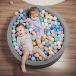 HOFISH Foam Ball Pit for Children Toddlers,Baby Playpen Ball Pool Soft Round Designed Easy to Clean or Install,Ideal Gift for Babies Infants Indoor and Outdoor Game- (Balls NOT Included) Dark Grey