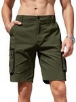 Breampot Mens Cargo Shorts Casual Cotton Combat Shorts Multi-Pocket Elastic Waist Utility Work Shorts(Army Green,X-Large)