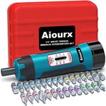 Aiourx 1/4 Inch Drive Torque Screwdriver Wrench Set, 5-30 in.-lb., 31 Pieces Torque Wrench Bits Set for Maintenance, Tools, Bike Repairing and Mounting Blue