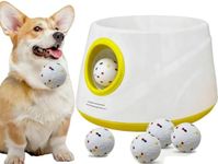 GaleKoon Automatic Ball Launcher for Dogs, Dog Ball Launcher with 6 ETPU 2.3” Balls, Adjustable Distance Thrower for Indoor & Outdoor Fetch Play, Interactive Pet Toy for Small & Medium Dogs