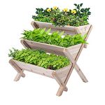 Notume 3 Tiers Wooden Vertical Raised Garden Bed with Legs ,Planter Raised Beds Kit for Flowers Herbs Vegetables, Natural