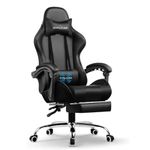 GTPLAYER #1USA Multi-Functional Ergonomic Gaming & Computer Chair – Massage Cushion, Premium PU Leather, Adjustable Neck & Lumbar Pillow for Back Support & Footrest, Home & Office Chair (Black)