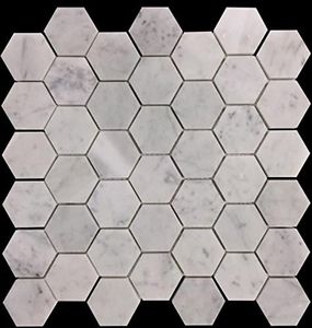 White Carrara Hexagon Marble Mosaic Tile – 2" Honed Finish – 11.8" x 11.8" Mesh-Mounted Sheets – 5 Sheets Cover 4.83 Sq Ft – Not Peel & Stick – Wall & Floor Tile for Bathroom Shower Kitchen Backsplash