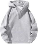 Verdusa Men's Quarter Zip Pullover Hoodies Long Sleeve Drop Shoulder Sweatshirt Casual Pullover Light Grey Large