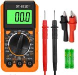 Digital Multimeter with LCD Backlight, 2000 Counts TRMS Multifunction Voltmeter Tests, Fuse for Measuring DC/AC Voltage, DC Current, Resistance, Continuity and Diode