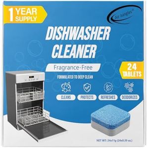 Air Jungles Dishwasher Cleaner Tablets 24 Count, Fragrance Free, Deep Cleaning Descaler Pods, Clean Dishwasher Machine, Remove Limescale, Hard Water, Calcium, Odor, 12 Month Supply