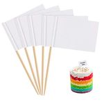 Toothpick Food Flags 100PCS Blank(3.5 * 2.5cm) Use for Party Food, Cheeseplate & Cupcake Toppers, Cheese Labels, Baby Shower Names, Fruit Salad Cocktail Sticks