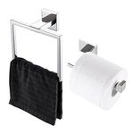 KES Toilet Roll Holder and Towel Ring Set Wall Mounted 2 Pieces, Toilet Paper Holder Towel Holder Bathroom Accessory Set SUS304 Stainless Steel Polished Finish, LA225-22