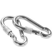 Fitcozi Multipurpose Heavy Duty Carabiner with Screw - Snap Hooks - Carabiner Heavy Duty - Small Carabiner Clip - Large Carabiner Clip - Clips for Keys - Carribeaner Hook (8MM, 2)