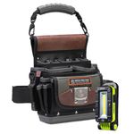 Portable Service Tool Pouch TP5B Toolbag with 500 Lumen Inspection Light | 5 litre | Professional Tradesman Heavy Duty Tool Belt | Unilite & Veto | Black Waterproof