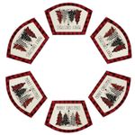 Artoid Mode Red Christmas Trees Wedge Shape Placemats for Round Table Set of 6, Winter Seasonal Kitchen Dining Table Decoration for Indoor Party Home