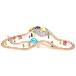 B. toys – 47-Piece Wooden Train Set – Train Tracks & Accessories – Storage Bucket with Mountain Lid – Classic Toys for Toddlers, Kids – 3 Years + – Wood & Wheels - Train Set