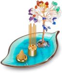 IDDINESY Incense Holder,Healing Crystal Stone Money Tree Incense Holder for Sticks with 9 Incense Holes, Handmade Incense Stick Burner Ideal for Incense Burning, Yoga,Meditation and Decoration