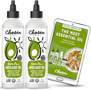 Chosen Foods 100% Pure Avocado Oil Squeeze Bottle 27oz 2-pack - For Drizzling, Sautéing, Roasting, Searing, & Baking-High Smoke Point Cooking Oil - Kosher, Keto, and Paleo Friendly - With Recipe eBook