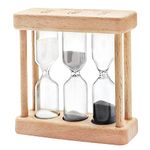 Hourglass Timer 1+3+5 Minute Mini Wooden Hourglass Clock Creative Sand Decoration Small Ornaments Gift for Games Classroom Home Office Decoration (White+black)