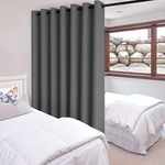 DWCN Total Privacy Room Divider Blackout Curtain - Thermal Curtains for Patio Door, Living Room, Bedroom Partition and Shared Office Space, 1 Grommet Curtain Panel, 10ft Wide x 7ft Tall,Dark Grey